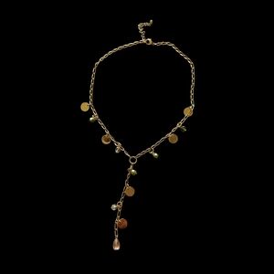 Elegant Gold Necklace with Green Accents